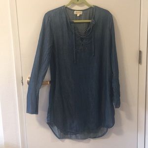 Cloth & Stone denim front tie dress